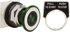 Schneider Electric - 30mm Mount Hole, Extended Straight, Pushbutton Switch Only - Green Pushbutton, Maintained (MA) - Caliber Tooling