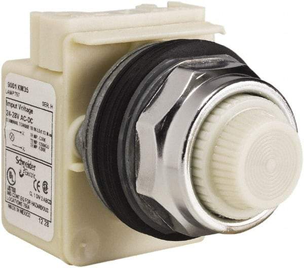 Schneider Electric - 28 V White Lens Indicating Light - Screw Clamp Connector - Caliber Tooling