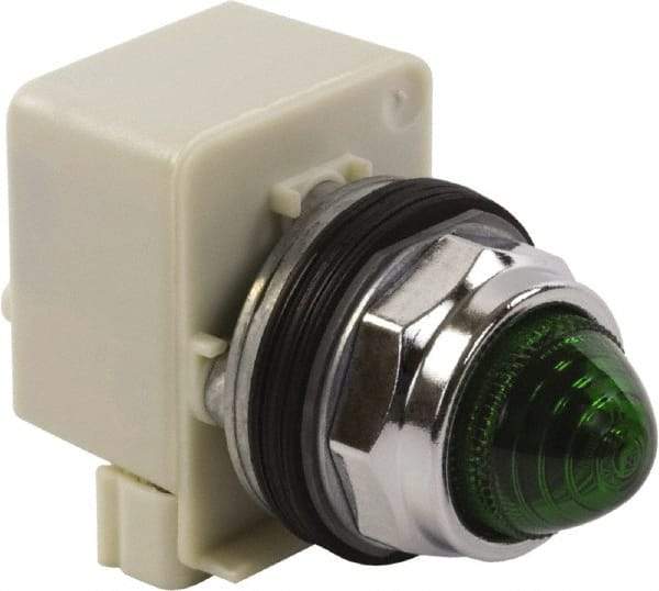 Schneider Electric - 120 V Green Lens Incandescent Pilot Light - Round Lens, Screw Clamp Connector - Caliber Tooling