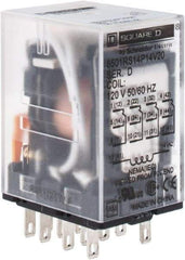 Square D - 1/6 hp at 120/240 Volt, Electromechanical Plug-in General Purpose Relay - 5 Amp at 240 VAC, 4PDT, 120 VAC at 50/60 Hz - Caliber Tooling