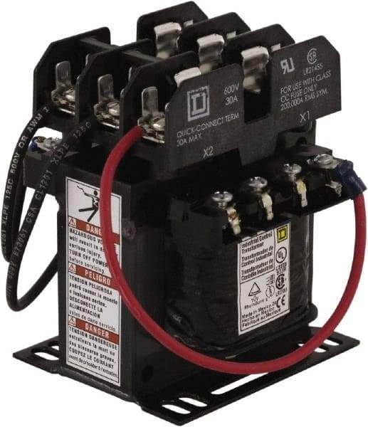 Square D - 75 VA, Top Mount Fuse Block Control Transformer - 50/60 Hz, 3.34 Inch Deep x 4.18 Inch High - Caliber Tooling