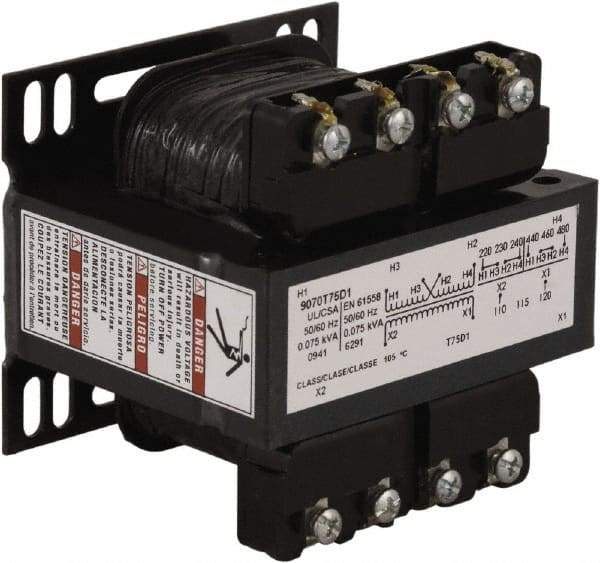 Square D - 1 Phase, 75 VA, Control Transformer - 131°F Temp Rise - Caliber Tooling