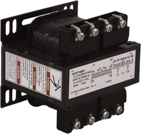 Square D - 100 VA, Top Mount Fuse Block Control Transformer - 50/60 Hz, 3.34 Inch Deep x 2.89 Inch High - Caliber Tooling