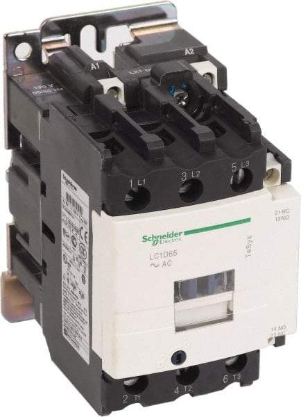 Schneider Electric - 3 Pole, 200 Coil VAC at 60 Hz, 65 Amp at 440 VAC and 80 Amp at 440 VAC, Nonreversible IEC Contactor - 1 Phase hp: 10 at 230/240 VAC, 5 at 115 VAC, 3 Phase hp: 20 at 200/208 VAC, 20 at 230/240 VAC, 50 at 460/480 VAC, 50 at 575/600 VAC - Caliber Tooling