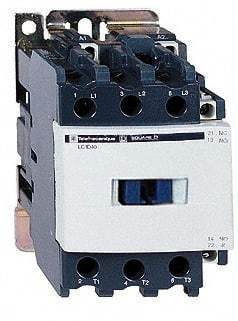 Schneider Electric - 3 Pole, 24 Coil VDC, 50 Amp at 440 VAC and 80 Amp at 440 VAC, Nonreversible IEC Contactor - 1 Phase hp: 3 at 115 VAC, 7.5 at 230/240 VAC, 3 Phase hp: 15 at 200/208 VAC, 15 at 230/240 VAC, 40 at 460/480 VAC, 40 at 575/600 VAC - Caliber Tooling