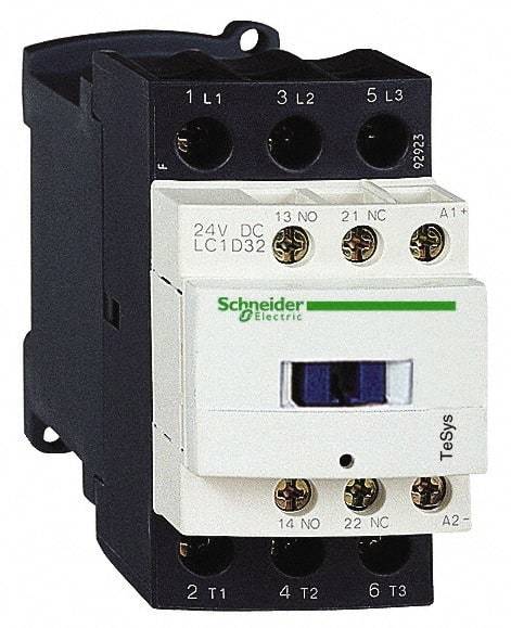 Schneider Electric - 3 Pole, 12 Coil VDC, 32 Amp at 440 VAC and 50 Amp at 440 VAC, Nonreversible IEC Contactor - 1 Phase hp: 2 at 115 VAC, 5 at 230/240 VAC, 3 Phase hp: 10 at 230/240 VAC, 20 at 460/480 VAC, 30 at 575/600 VAC, 7.5 at 200/208 VAC - Caliber Tooling