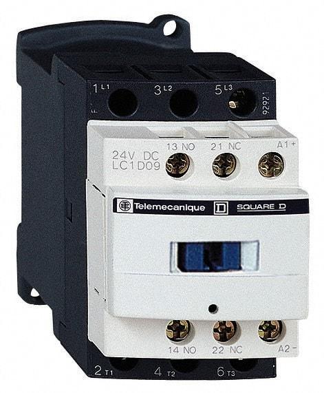 Schneider Electric - 3 Pole, 12 Coil VDC, 25 Amp at 440 VAC and 9 Amp at 440 VAC, Nonreversible IEC Contactor - 1 Phase hp: 0.5 at 115 VAC, 1 at 230/240 VAC, 3 Phase hp: 2 at 200/208 VAC, 2 at 230/240 VAC, 5 at 460/480 VAC, 7.5 at 575/600 VAC - Caliber Tooling