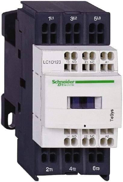 Schneider Electric - 3 Pole, 24 Coil VAC at 50/60 Hz, 16 Amp at 440 VAC and 9 Amp at 440 VAC, Nonreversible IEC Contactor - 1 Phase hp: 0.5 at 115 VAC, 1 at 230/240 VAC, 3 Phase hp: 2 at 200/208 VAC, 2 at 230/240 VAC, 5 at 460/480 VAC, 7.5 at 575/600 VAC - Caliber Tooling