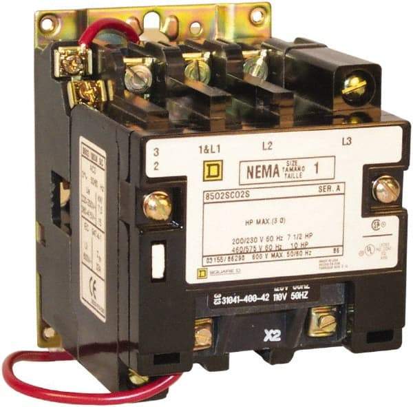 Square D - 3 Pole, 24 Coil VAC at 60 Hz, 27 Amp NEMA Contactor - Open Enclosure, 60 Hz at 24 VAC - Caliber Tooling