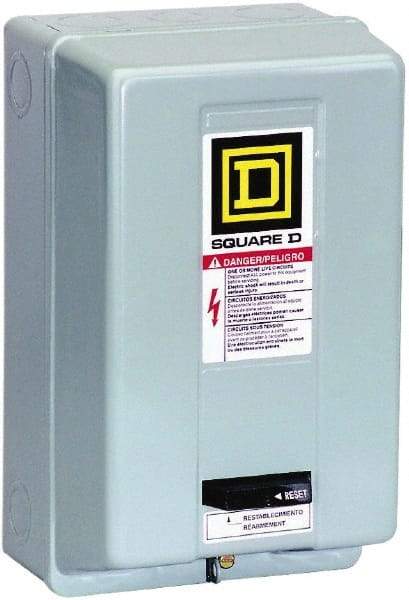 Square D - 220 Coil VAC at 50 Hz, 240 Coil VAC at 60 Hz, 45 Amp, NEMA Size 2, Nonreversible Enclosed Enclosure NEMA Motor Starter - 3 Phase hp: 10 at 200 VAC, 15 at 230 VAC, 25 at 460 VAC, 25 at 575 VAC, 1 Enclosure Rating - Caliber Tooling