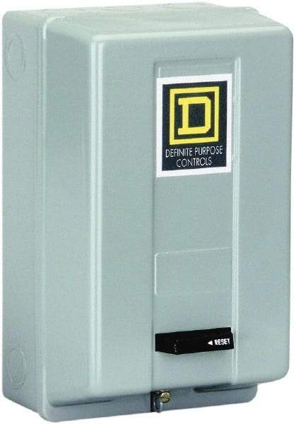 Square D - 2 Pole, 40 Amp Inductive Load, 110 Coil VAC at 50 Hz and 120 Coil VAC at 60 Hz, Definite Purpose Contactor - Phase 1 Hp:  3 at 115 VAC, 7.5 at 230 VAC, Enclosed Enclosure, NEMA 1 - Caliber Tooling