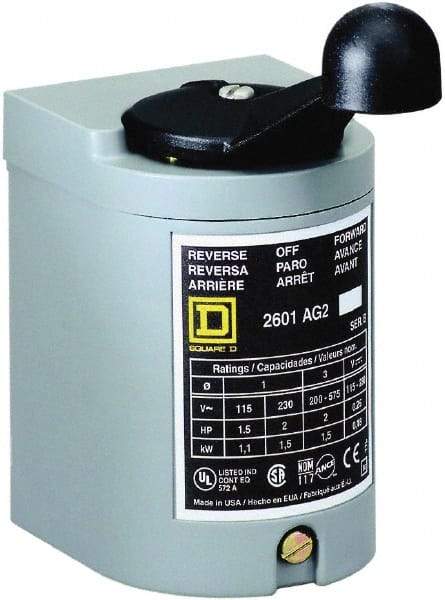 Square D - 250 VDC, 600 VAC Input Volt, Reversing, Drum Switch - CSA, RoHS Compliant, UL Listed - Caliber Tooling