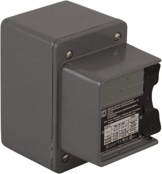 Square D - 3 Poles, 30 Amp, NEMA, Enclosed Toggle Manual Motor Starter - 1 hp at 90 VDC, 10 hp at 460 VAC, 10 hp at 575 VAC, 1-1/2 hp at 230 VDC, 2 hp at 115 VAC, 2 hp at 115 VDC & 7-1/2 hp at 230 VAC, CE, CSA, NEMA 4 & UL Listed - Caliber Tooling