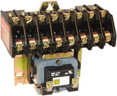 Square D - No Enclosure, 10 Pole, Mechanically Held Lighting Contactor - 20 A (Tungsten), 30 A (Fluorescent), 110 VAC at 50 Hz, 120 VAC at 60 Hz, 10NO Contact Configuration - Caliber Tooling