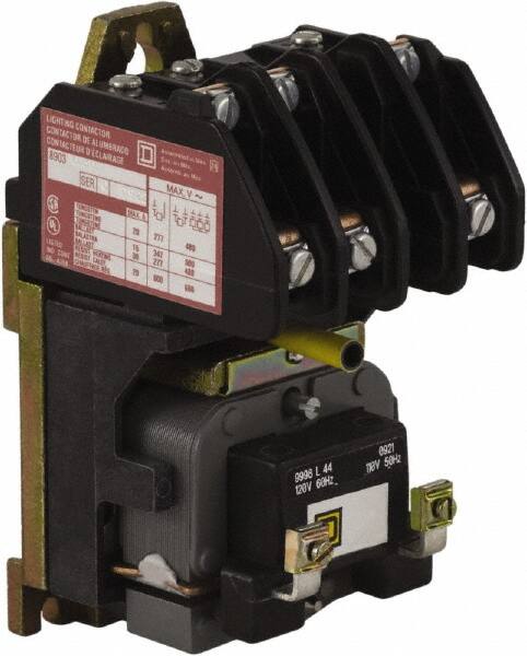 Square D - No Enclosure, 3 Pole, Electrically Held Lighting Contactor - 20 A (Tungsten), 30 A (Fluorescent), 24 VAC at 60 Hz, 3NO Contact Configuration - Caliber Tooling