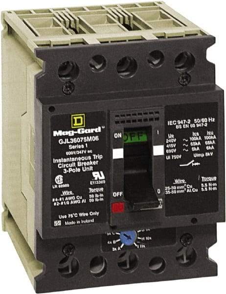 Square D - 30 Continuous Amp, Motor Circuit Protector - 3 Pole, 90 to 330 A Trip Setting - Caliber Tooling