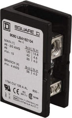 Square D - 1 Pole, 270 (Aluminium), 335 (Copper) Amp, Phenolic Power Distribution Block - 600 VAC, 1 Primary Connection - Caliber Tooling