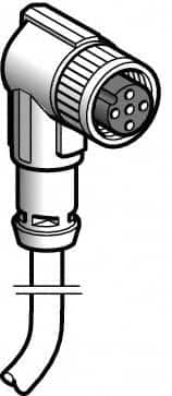 Telemecanique Sensors - 4 Amp, M12 5 Pin Elbowed Female Cordset Sensor and Receptacle - 30 VAC, 36 VDC, 5m Cable Length, IP67 Ingress Rating - Caliber Tooling