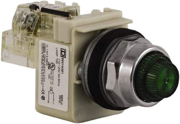 Schneider Electric - 120 VAC Green Lens Indicating Light - Screw Clamp Connector - Caliber Tooling