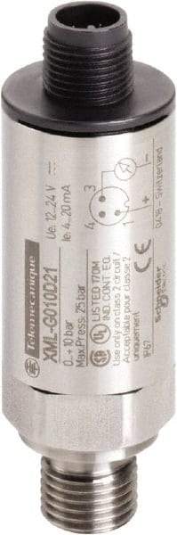 Square D - 1/4-18 NPT (Male) Connector, 24 VDC, 232 psi Sensor, Shock and Vibration Resistant, Analog, Control Circuit Pressure Sensor - 2.7 Inch Long x 0.9 Inch Wide, IP66, IP67, For Use with Air, Corrosive Fluid, Fresh Water, Hydraulic Oil - Caliber Tooling