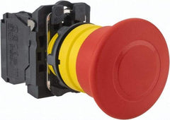 Schneider Electric - 22mm Mount Hole, Extended Mushroom Head, Pushbutton Switch Only - Round, Red Pushbutton, Nonilluminated, Trigger Action, Off, Shock and Vibration Resistant - Caliber Tooling