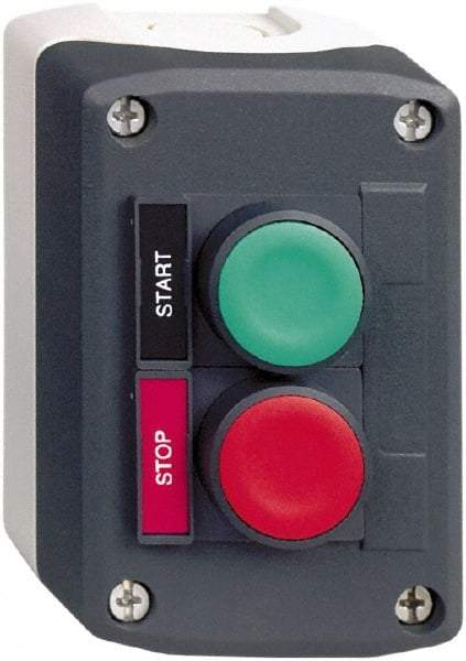 Schneider Electric - 2 Operator, Flush Pushbutton Control Station - Start-Stop (Legend), Momentary Switch, NO/NC Contact, NEMA 13, 4X - Caliber Tooling