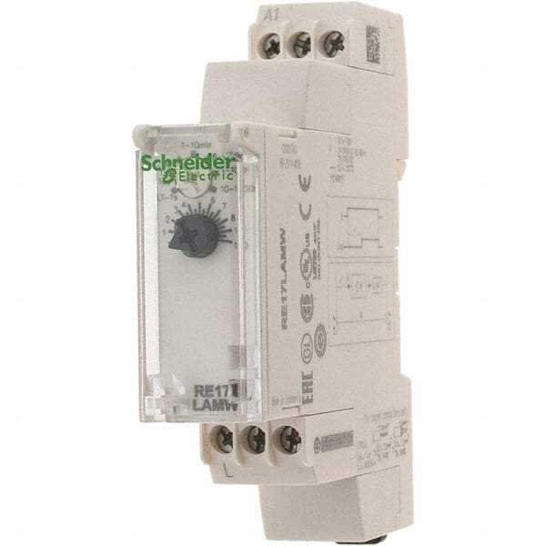 Schneider Electric - 100 hr Delay, Multiple Range SPST Time Delay Relay - 0.7 Contact Amp, 24 to 240 VAC/VDC, Selector Switch - Caliber Tooling