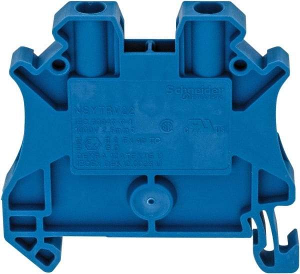 Schneider Electric - 1 Pole, 1,000 Volt, 24 Amp, -40 to 266°F, DIN Rail Mount, Polyamide Passthrough Terminal Block - 2 Contacts, 26 to 12 AWG Compatibility, 47-1/2mm High - Caliber Tooling