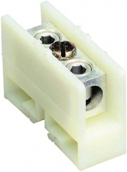 Square D - 600 VAC, 255 Amp, -40 to 275°F, DIN Rail Mount, Nylon Standard Terminal Block - 1 Contact, Tin Plated Aluminum, 6 AWG Compatibility Size, 2.32 Inch High x 3.23 Inch Deep - Caliber Tooling