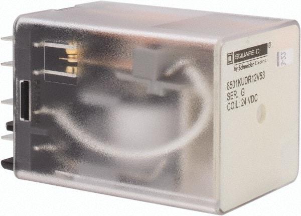 Square D - 8 Pins, 1 hp at 277 Volt & 1/3 hp at 120 Volt, 3 VA Power Rating, Square Electromechanical Plug-in General Purpose Relay - 10 Amp at 250 VAC, DPDT, 24 VDC, 34.9mm Wide x 50mm High x 35.4mm Deep - Caliber Tooling