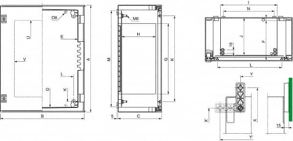 Schneider Electric - Polyester Standard Enclosure Hinge Cover - NEMA 13, 4X, 430mm Wide x 530 mm High x 200mm Deep, Impact Resistant - Caliber Tooling