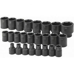 SK - 1/2" Drive Standard Impact Socket Set - 8 to 36mm, Metric Measurement Standard - Caliber Tooling