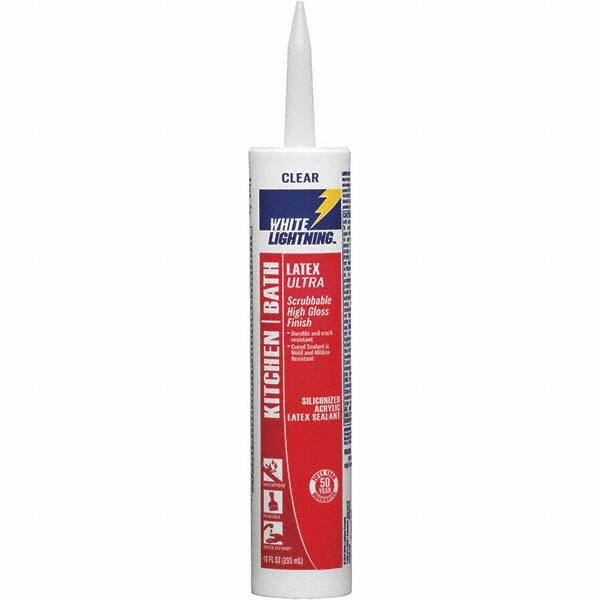 White Lightning - 10 oz Tube Clear Acrylic & Latex Sealant - -30 to 180°F Operating Temp, 45 min Tack Free Dry Time, 5 to 7 Days Full Cure Time - Caliber Tooling