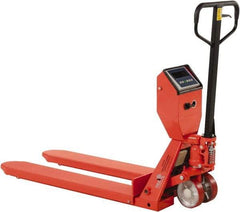 Vestil - 5,000 Lb Capacity, 7-1/2" Lift Scale Pallet Truck - 3" Min Lift Height, 48" Fork Length x 22-3/8" Fork Width, 22-1/2" Overall Width - Caliber Tooling