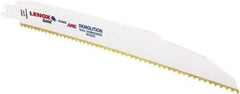 Lenox - 9" Long x 7/8" Thick, Bi-Metal Reciprocating Saw Blade - Tapered Profile, 6 TPI, Toothed Edge, Universal Shank - Caliber Tooling