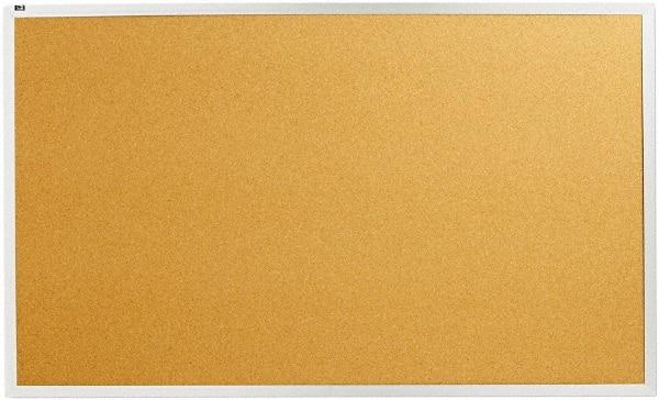 Quartet - 60" Wide x 36" High Open Cork Bulletin Board - Natural Cork over Fiberboard, Aluminum Frame - Caliber Tooling