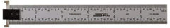 SPI - 18" Long, 1/100, 1/64, 1/50, 1/32" Graduation, Tool Steel Rule - 16R Graduation Style, 1-1/8" Wide, Silver, Satin Chrome Finish - Caliber Tooling