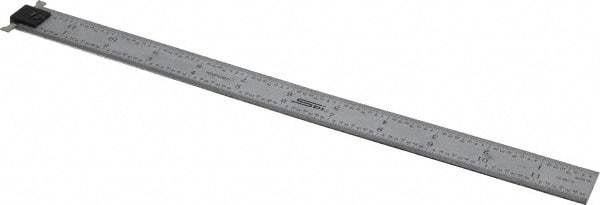 SPI - 12" Long, 1/64, 1/32" and 0.5, 1mm Graduation, Tool Steel Rule - English/Metric Graduation Style, 1" Wide, Silver, Satin Chrome Finish - Caliber Tooling