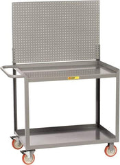 Little Giant - 1,200 Lb Capacity, 2 Shelf, 1 Drawer Mobile Workbench with Pegboard Panel - 36" Wide x 24" Deep x 60" High, Steel - Caliber Tooling