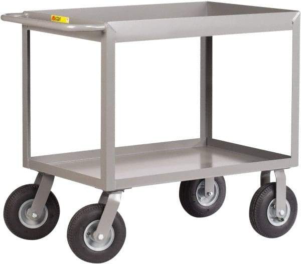 Little Giant - 1,200 Lb Capacity, 24" Wide x 54" Long x 36-1/2" High Deep Shelf Cart - 2 Shelf, Steel, 2 Rigid/2 Swivel Casters - Caliber Tooling