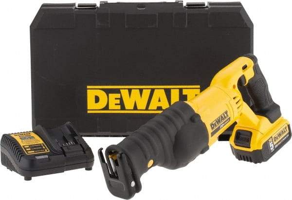 DeWALT - 20V, 0 to 3,000 SPM, Cordless Reciprocating Saw - 1-1/8" Stroke Length, 19-1/4" Saw Length, 1 Lithium-Ion Battery Included - Caliber Tooling