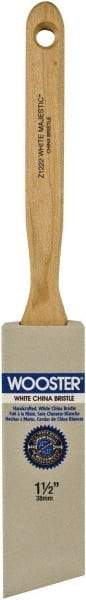 Wooster Brush - 1-1/2" Angled Hog Sash Brush - 2-11/16" Bristle Length, 7-7/8" Maple Fluted Handle - Caliber Tooling