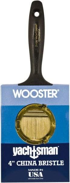 Wooster Brush - 4" Flat Hog Wall Brush - 3-3/16" Bristle Length, 6-1/4" Plastic Beavertail Handle - Caliber Tooling