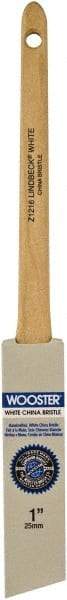 Wooster Brush - 1" Angled Hog Sash Brush - 2-3/16" Bristle Length, 6-1/2" Maple Rattail Handle - Caliber Tooling