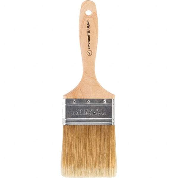 Wooster Brush - 3" Flat Synthetic Varnish Brush - 3-3/16" Bristle Length, 6-1/2" Maple Beavertail Handle - Caliber Tooling