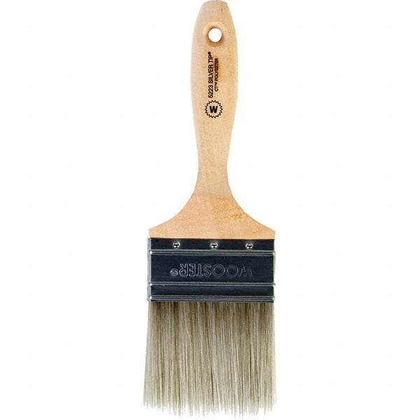 Wooster Brush - 3" Flat Synthetic Wall Brush - 3-3/16" Bristle Length, 5-11/16" Wood Beavertail Handle - Caliber Tooling