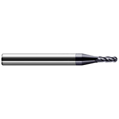 Ball End Mill: 0.25″ Dia, 0.75″ LOC, 4 Flute, Solid Carbide 2-1/2″ OAL, 1/4″ Shank Dia, 30 ° Helix, AlTiN Coated, Single End