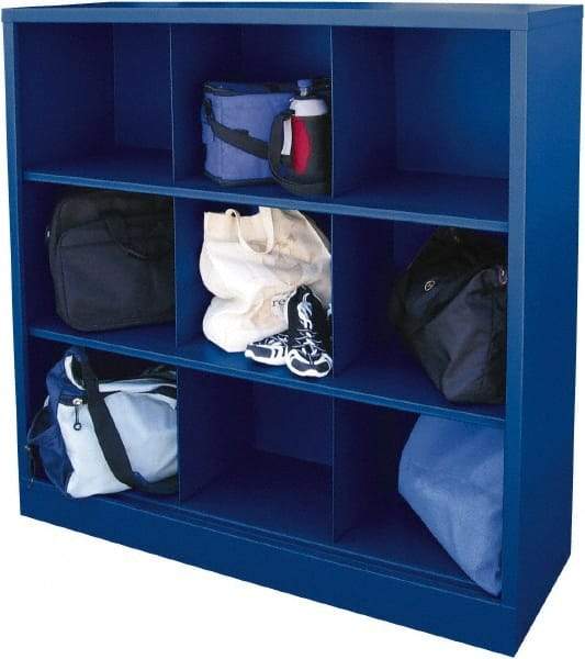 Sandusky Lee - 3 Shelf, Closed Shelving Cubby Cabinet - 46 Inch Wide x 18 Inch Deep x 52 Inch High, Blue - Caliber Tooling