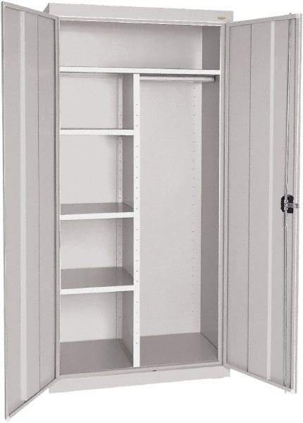 Sandusky Lee - 5 Shelf Combination Storage Cabinet - Steel, 46" Wide x 24" Deep x 72" High, Dove Gray - Caliber Tooling