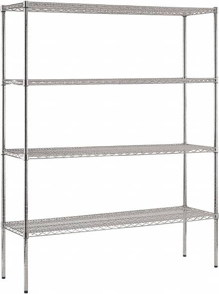 Sandusky Lee - 4 Shelf Wire Shelving Unit - 60" Wide x 18" Deep x 74" High, - Caliber Tooling